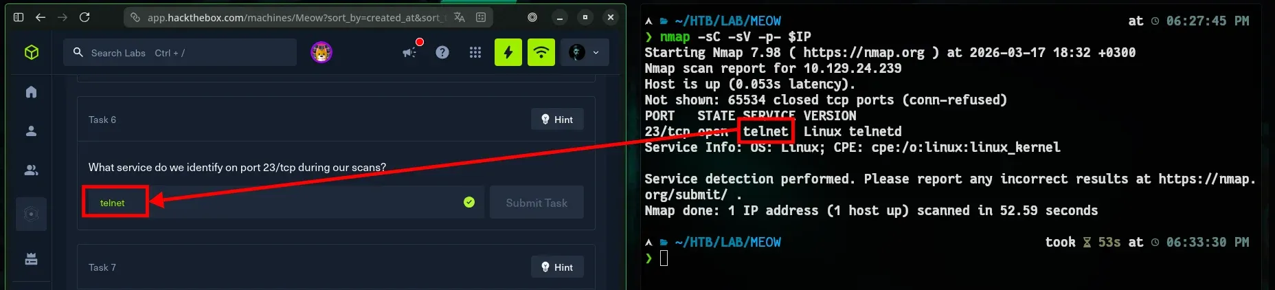 HTB-Meow-Telnet